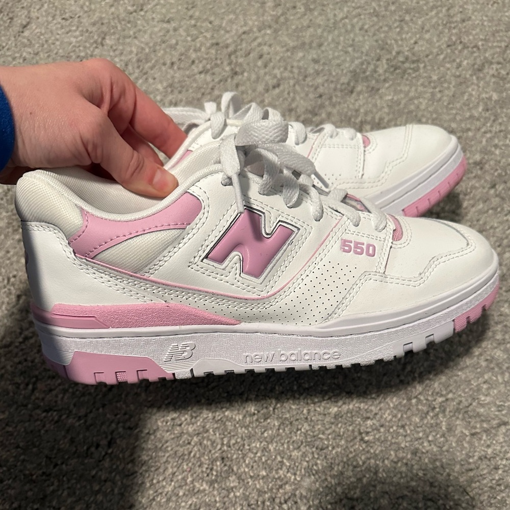 New Balance 550 White and Pink Sneakers